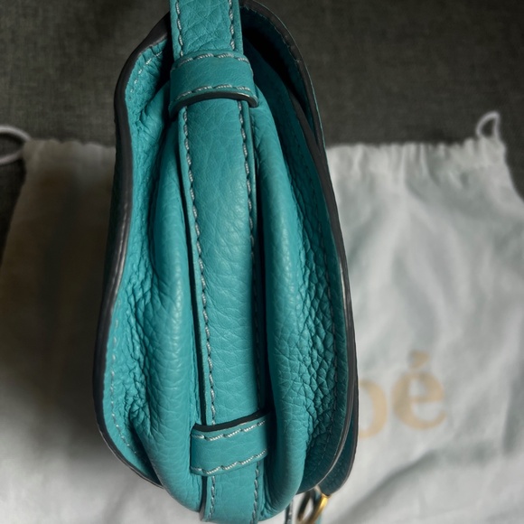 Chloe Light Blue Leather Mini Marcie Crossbody Bag Turquoise Summer Bag - Picture 5 of 15